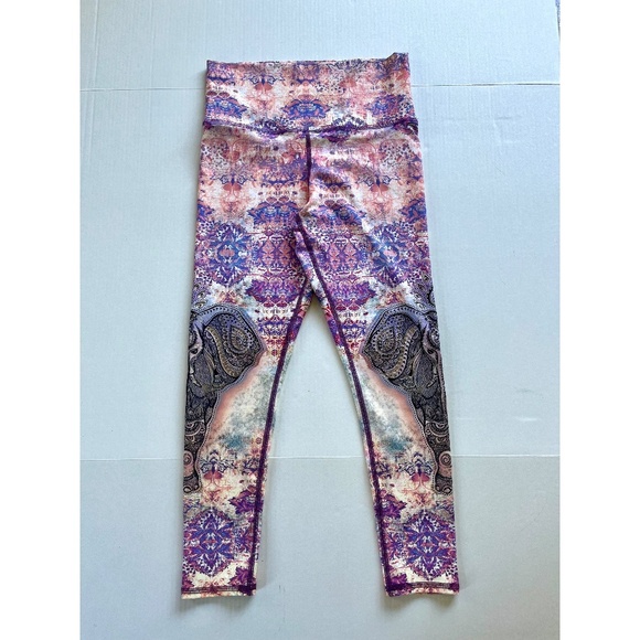 EVCR Yoga Elephant Rhapsody Leggings High Rise Stretch Boho Size M - Picture 1 of 8